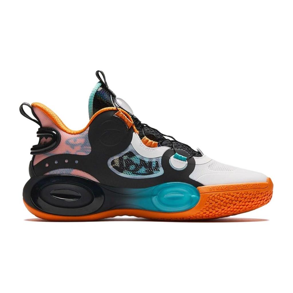 Anta Kids Shaped 3.0 Shock Absorption Low Top Basketball Shoes Kids Sneaker White Black Orange 312421120-3