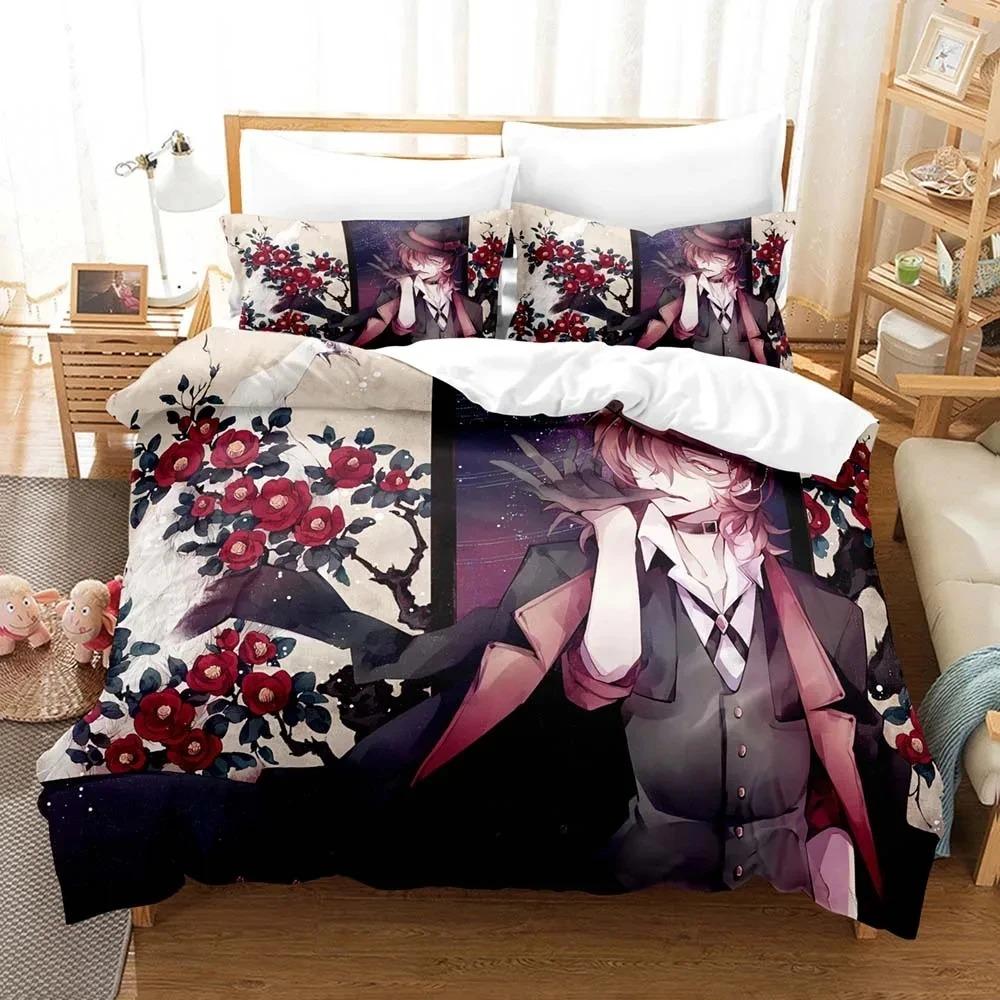 3D Anime Bungo Stray Dogs Bedding Set Double Twin King Duvet Cover Comforter Pillowcase Boys Girls Adults Bedroom Home Textiles