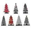 Wooden Christmas Tree Decors Sign with Rectangular Base, Painted Finish, and Tabletop Design for Tiered Tray, Fireplaces, Party Supplies