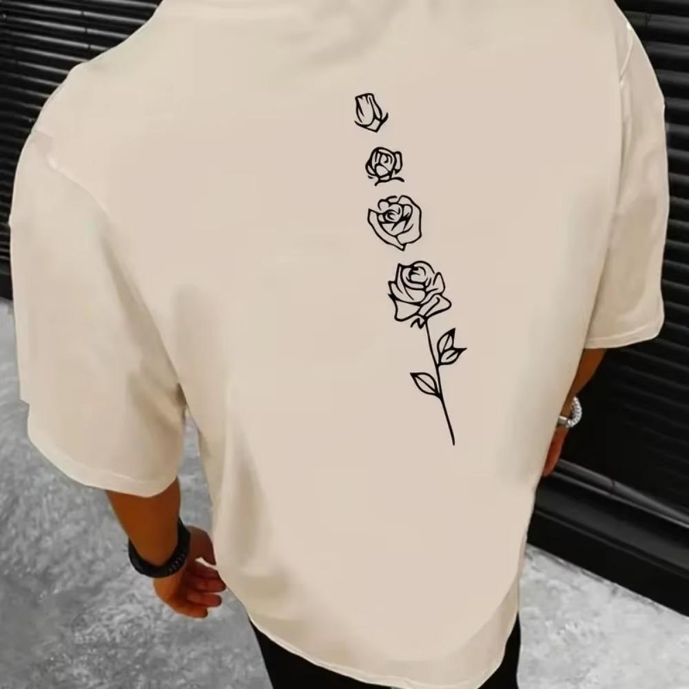 2024 New 3d Rose Print Men's T-Shirt Oversized T-Shirt For Men Summer Casual Short Sleeve Tees Simple Fashion Harajuku Man Tops