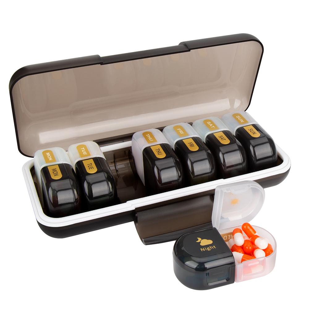 

Extra Weekly Pill Organizer 2 Times a Day, Daily AM and PM Travel Pill Box Container Storage Box for Outdoor Travel Essentials черный белый
