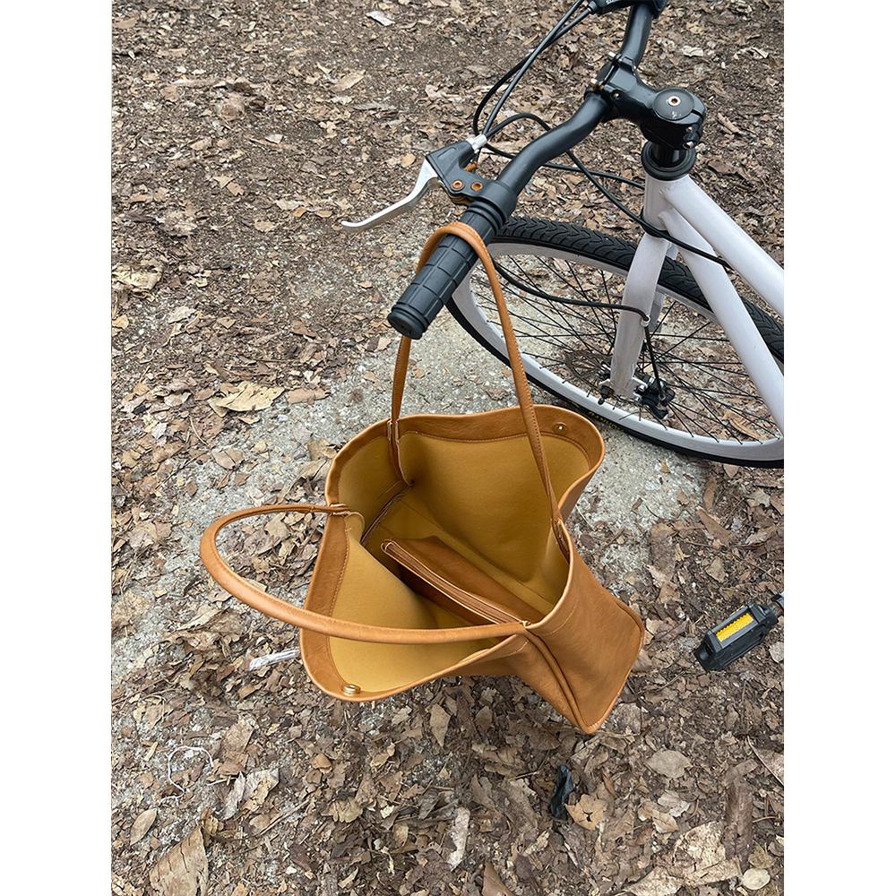 Bolsa Feminina de Grande Capacidade Casual Textura Couro Macio Bolsa de Trabalho Moda Bolsa de Ombro Bolsa Tote