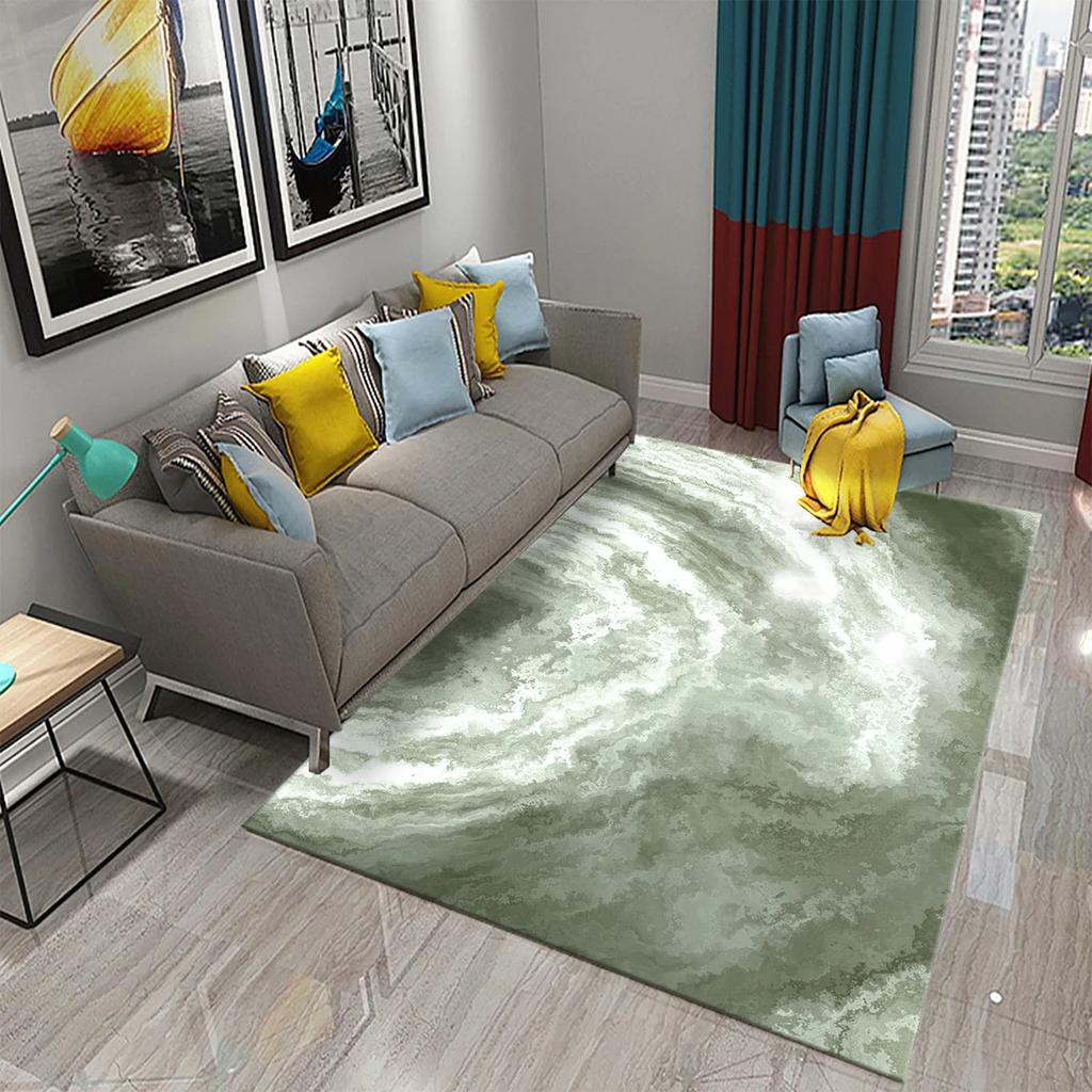 Dark Green Marbling Carpet Abstract Marble Pattern Rug Golden  Stone Texture Rectangle Area Rugs Living Room Bedroom Decor Mats