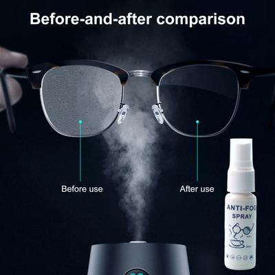 Spray antivaho para gafas de 20 ml, multifuncional, para lentes de gafas, viseras de motocicleta, protector facial de snorkel, gafas de natación y esquí, agente desempañador de limpieza.