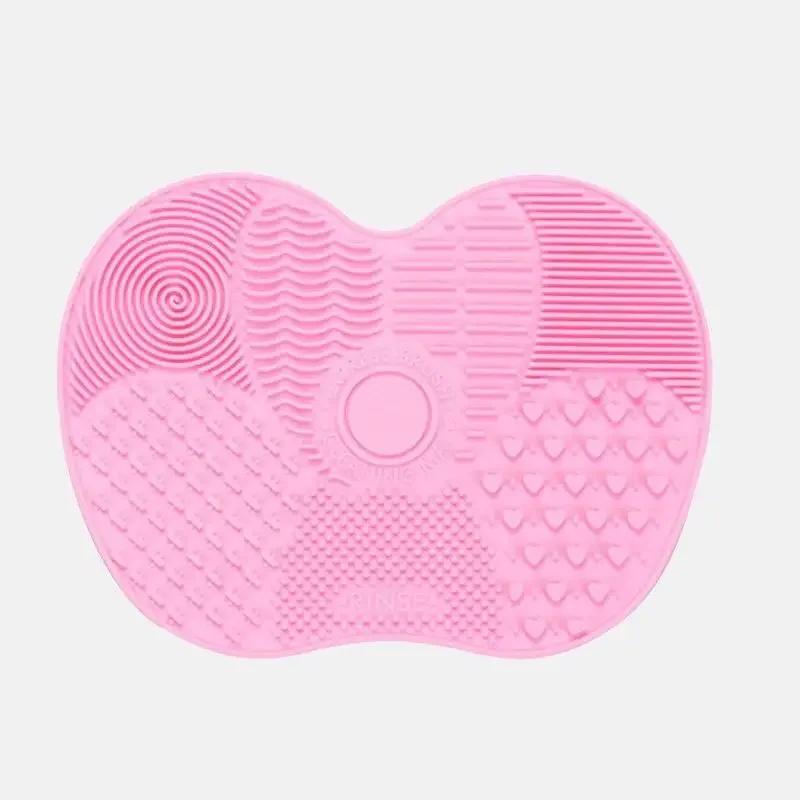 Almofada de Limpeza para Pincéis de Maquiagem de Silicone Multicor em Formato de Maçã com Ventosa Almofada de Limpeza para Pincéis de Beleza Ferramenta de Beleza Almofadas de Limpeza