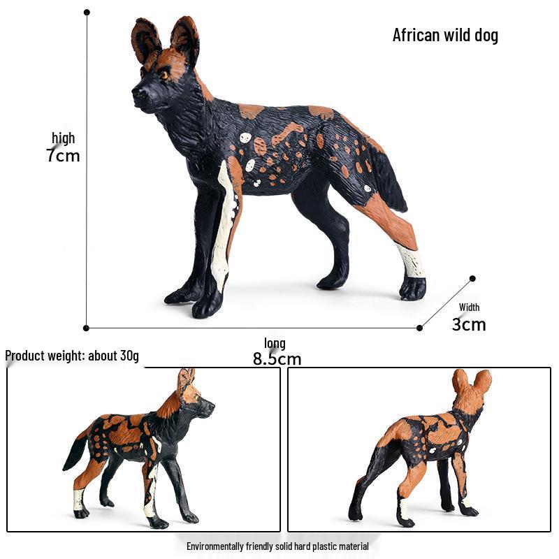 Wildlife Animal Models: African Wild Dog & Three-Color Jackal Coyote Family Educational Decor Toys