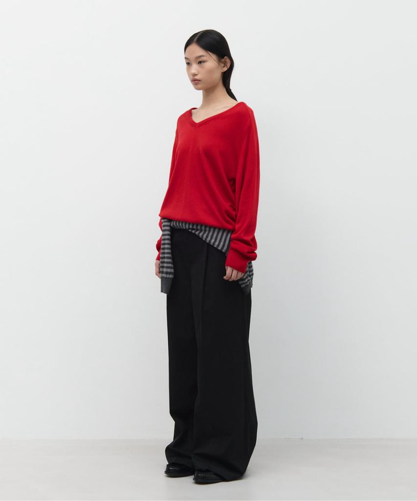 GBH APPAREL Loose V-Neck Knit / Red