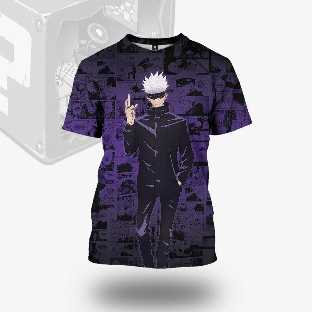Summer Round Neck 3D Japanese Anime Jujutsu Kaisen Gojo Printed Top Fashionable Casual Short Sleeved Children's Boy T-shirts