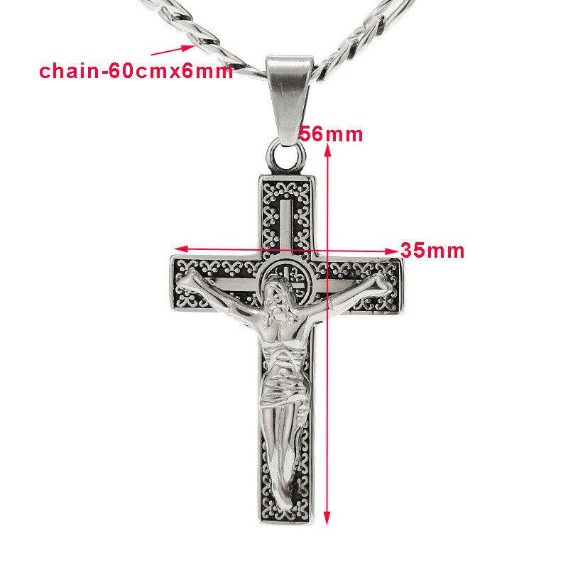 New Arrival Stainless Steel Crucifix Jesus Cross Necklace Pendants Necklaces 3 :1 Fiagro Chain 24 ''For Men Jewelry Findings