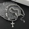 European and American Retro Gothic Style Bead Necklace Cross Necklace Simple Neutral High-end Necklace Pendant Trendy Splicing Necklace