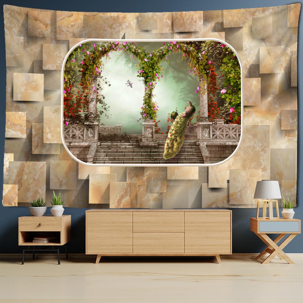 Peacock Wall Landscape Tapestry Wall Mount Bohemian Style Tapiz Mandala Witchcraft Room Bedroom Home Decor