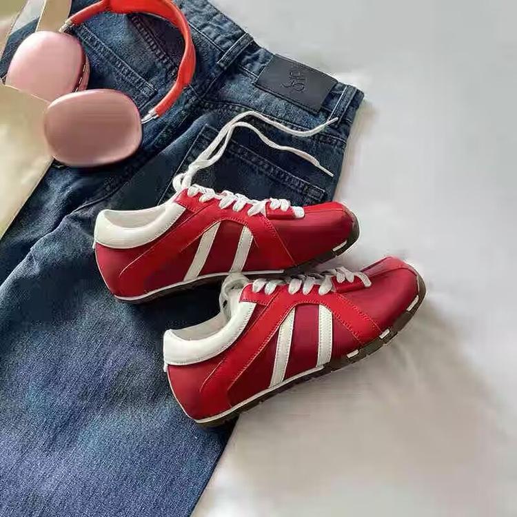Zhao Ruth has the same leather German training shoes for women's 2025 spring and autumn fashion leisure sports square-headed zebra shoes retro