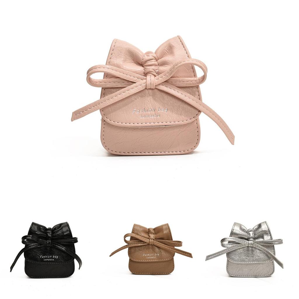 Girls Cartoon Butterfly Knot Pu Children Crossbody Shoulder Bag For Daily Use