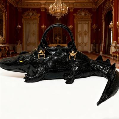 Unique Asymmetrical PU Handbag With Crocodile Texture 3D Structured Design Single Strap Shoulder Bag Women 2025
