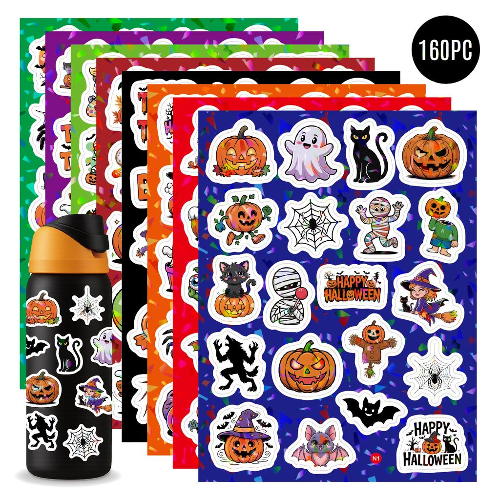 Halloween Stickers 8 Pieces 160 Laser Flash Holiday Decoration Vinyl Vinyl Stickers Halloween Stickers