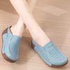 Women PU Leather Platform Slippers Hollow-out Fashion Casual Shoes Wedge Heels Casual Loafers Elegant Mother Shoes