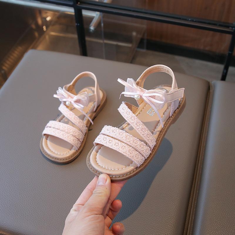 New Summer Sandals for Children, Breathable Beach Shoes, Girls' Sandals with Soft Cowhide Soles, Student Shoes