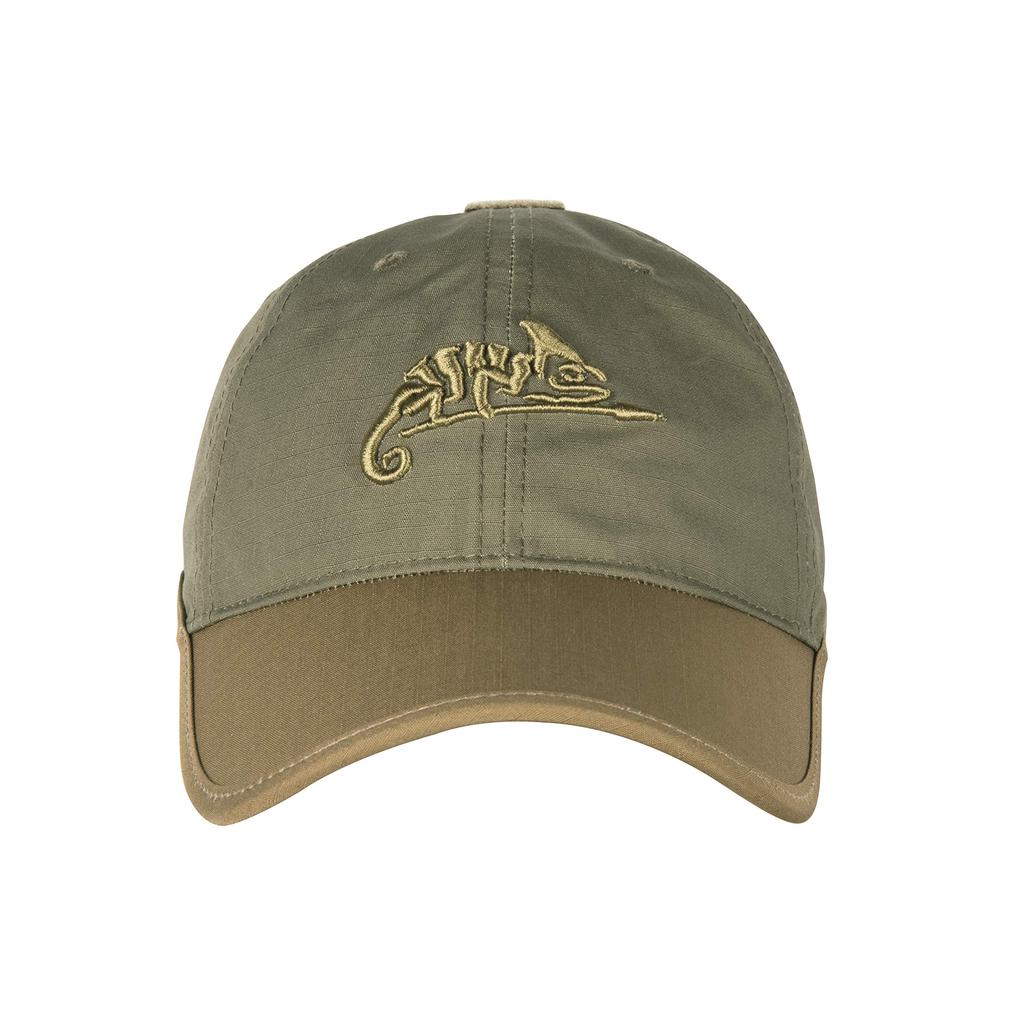 HELIKON-TEX LOGO CAP, Polycotton Ripstop Baseball Cap (Black/Olive Green)