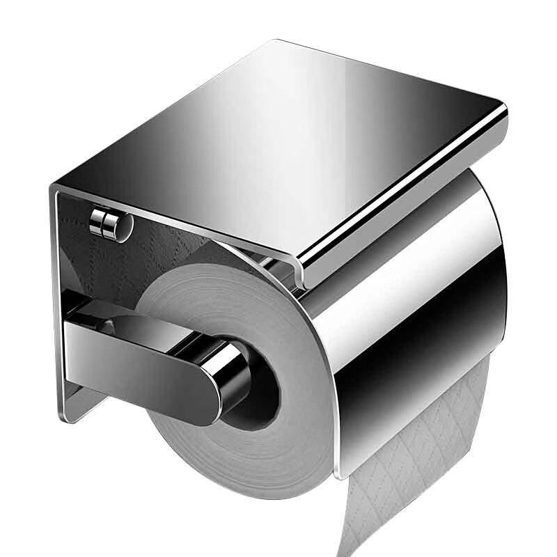 Stainless Steel Wall-Mounted Tissue Holder with Shelf