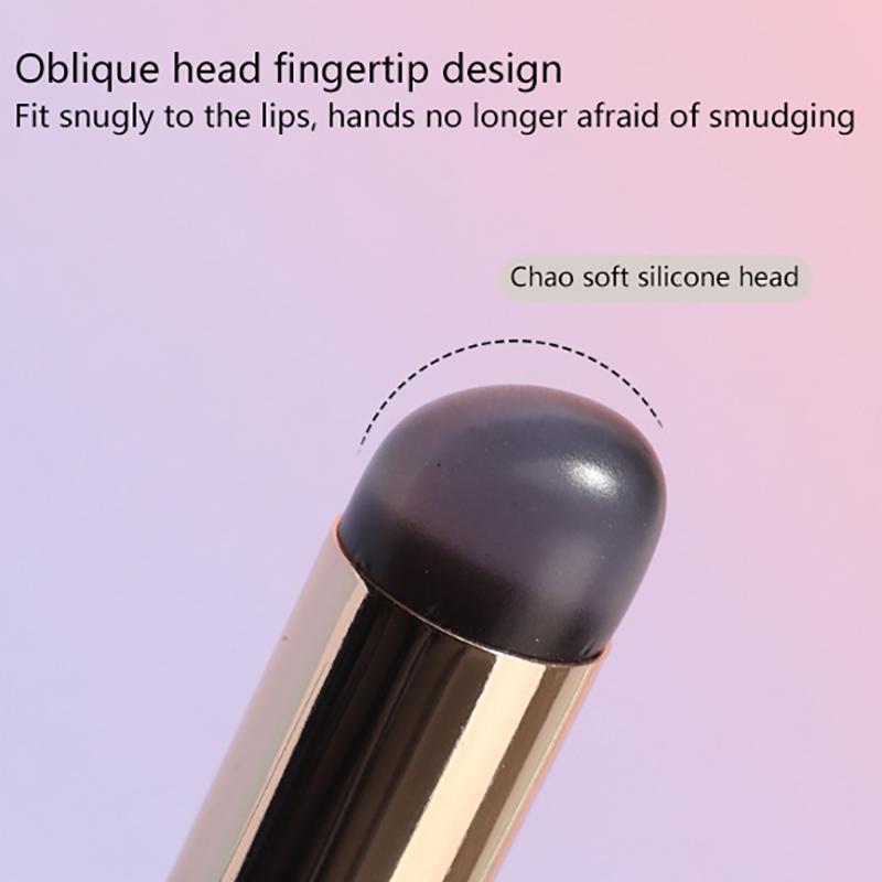 Lippenpinsel aus Silikon mit Deckel, Make-up-Pinsel mit rundem Kopf, Lippenstift-Applikator, vielseitig verwendbarer Mini-Concealer-Pinsel, tragbares Make-up-Tool