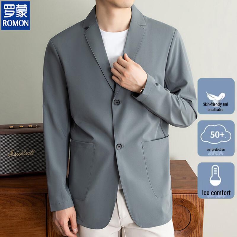 ROMON Men's Ice Silk Casual Suit Jacket