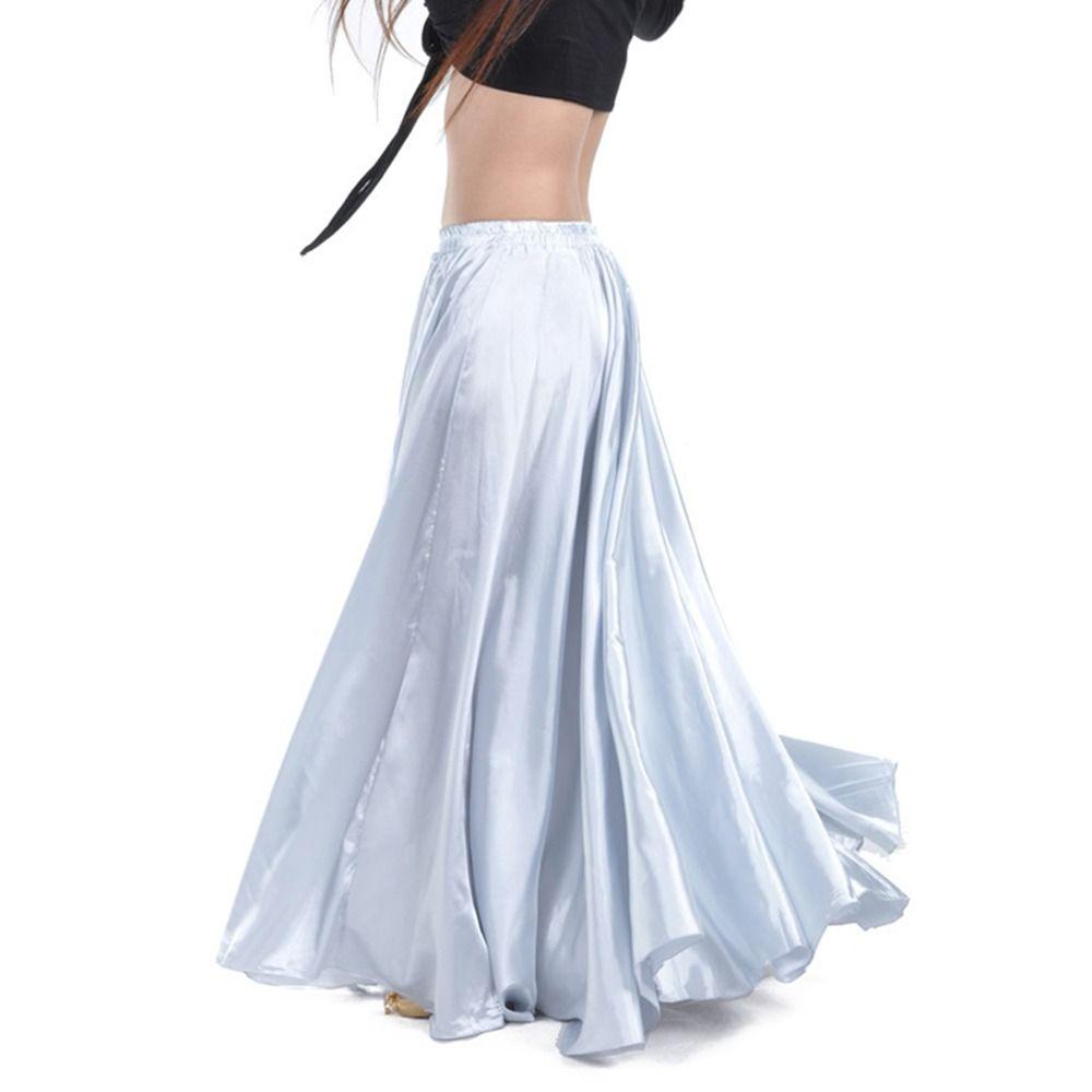 Fashion Sparkling Satin Satin Skirt Spanish Professional Belly Dance Skirt Show Costumes Large Swing Dancer Practice Wear Dance