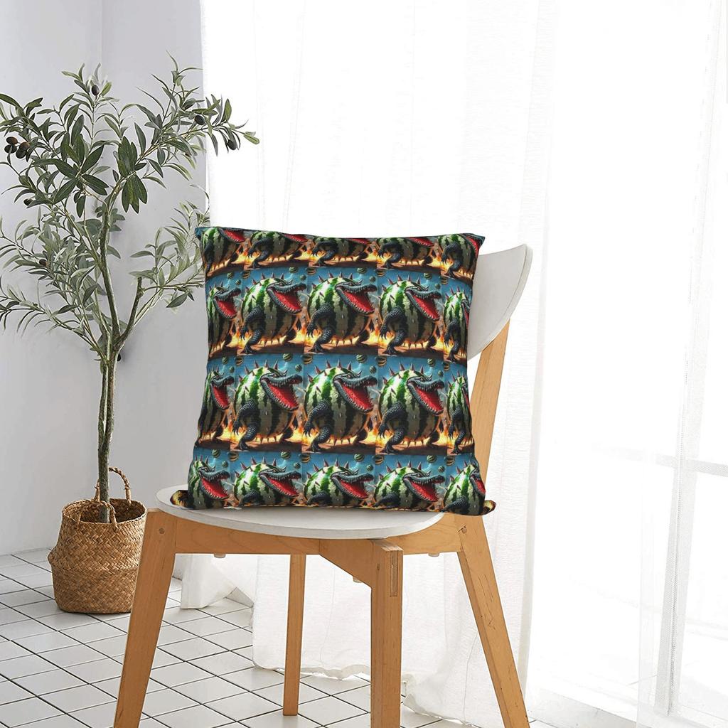 Watermeloni Crocodili Brainrot Fusion Italian Meme Pillowcases Cute Funny Pillow Case For Couch Sofa Bedroom Comfy Pillow Cover