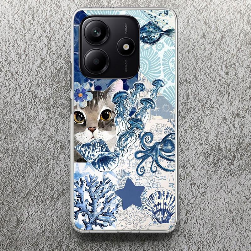 Ocean Starfish Sea Turtle Shark Phone Case For Xiaomi Redmi Note 14 14S 13 12S 12 10 10S 11 Pro Plus 11S 11E 11T 9 9S Soft Silic