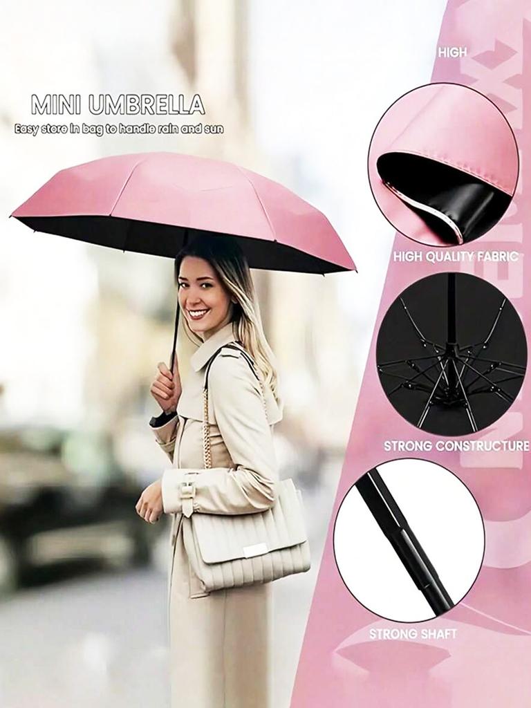 1pc Small Folding Umbrella, Mini Pocket Waterproof Portable Travel Umbrella, Sunshade Umbrella Women Sunscreen UV Sunscreen Umbr