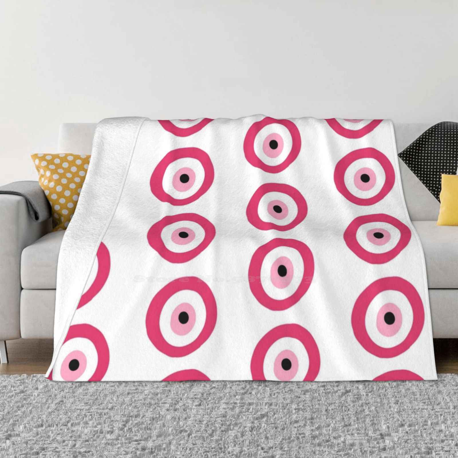 

Pink Evil Eye Blanket Soft Warm Travel Portable Blanket Evil Eye Preppy Hot Pink Sketch 30x40in