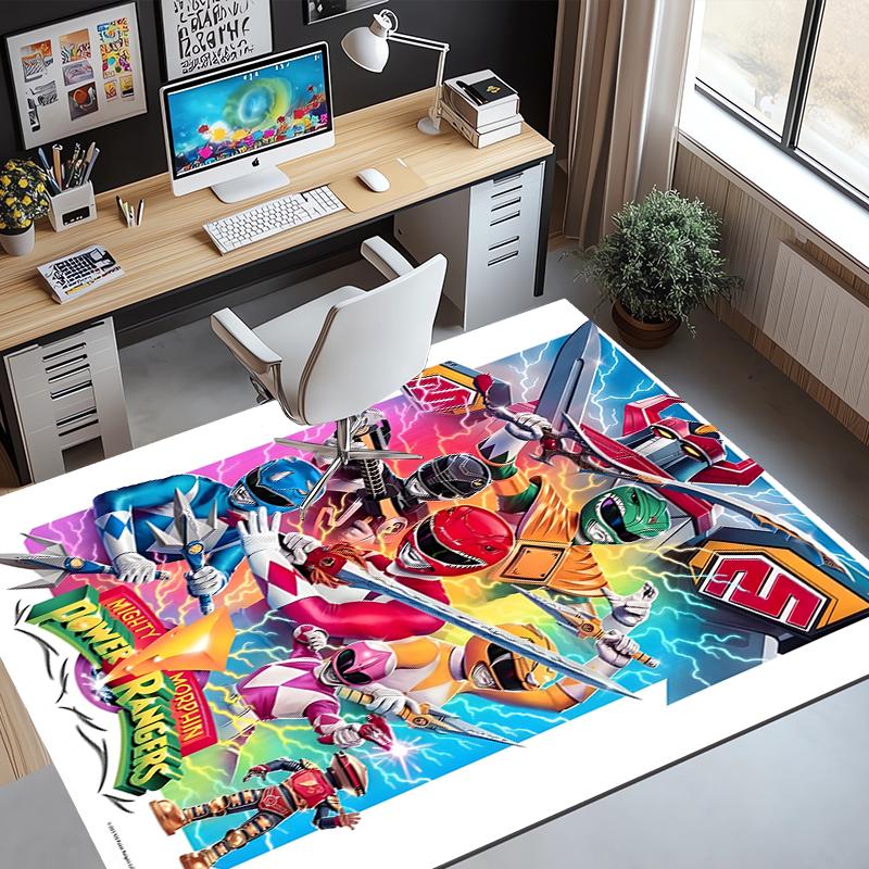 Mighty Morphin Power Rangers Pattern Rug, Indoor/Outdoor Mat, for Picnic, Gameroom, Bedroom, Office, Living Room, Home Decor Carpet, Birthday Gift