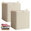 Large Fabric Storage Bags with Lids Breathable Foldable Organizers for Clothes Blankets
