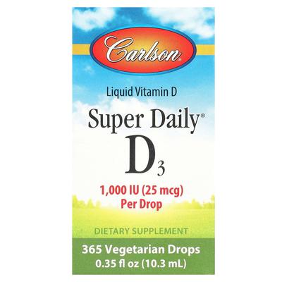 Carlson, Super Daily® D3, 25mcg(1.000 IE), 10.3ml(0,35 fl oz)