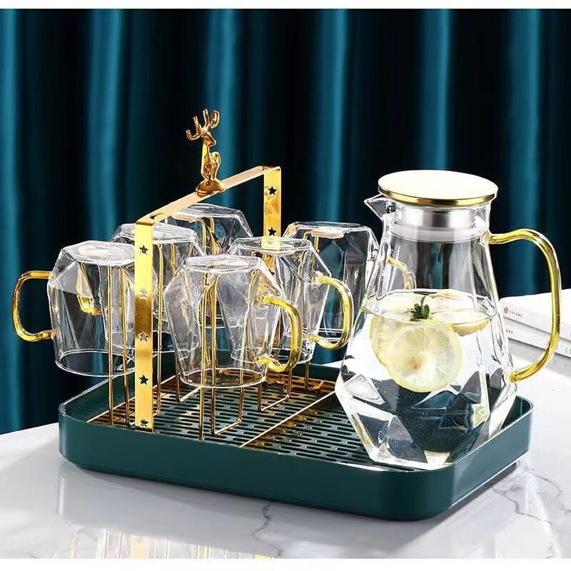 High Borosilicate Diamond Glass Cold Water Pitcher Set