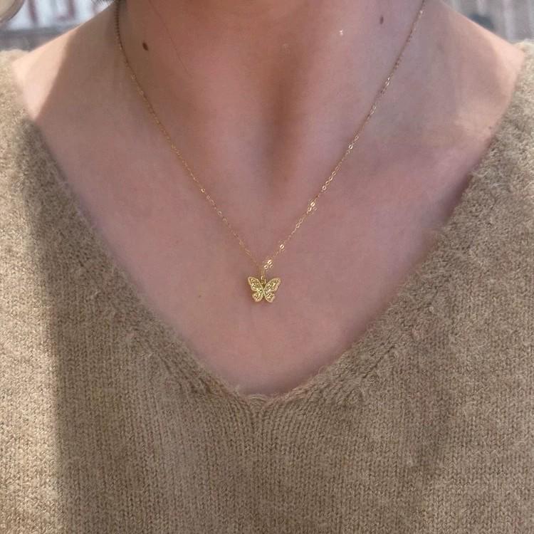 Funkelnder Crushed Ice Schmetterling Anhänger Halskette - Modische, Vielseitige und Exquisite Schlüsselbein Kette