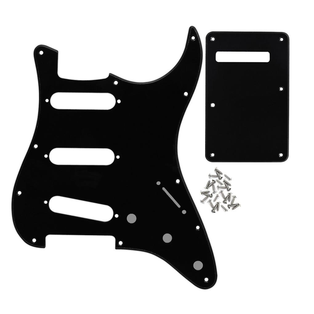 FLEOR Set of 11 Hole ST Guitar Pickguard SSS Scratch Plate Back Plate & Screws for Electric Guitar Parts
