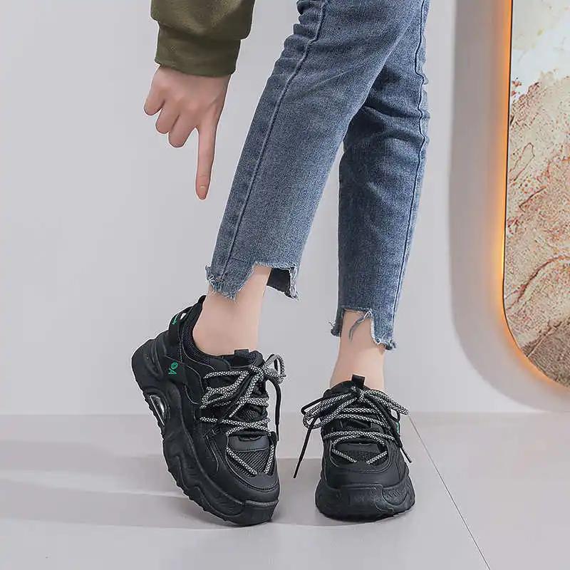 Dad Laced Flatform Stiletto Womens Shoes Thick Platform Heel Sneakers Sport Models Snackers Snaeaker Top Sale Gym What's