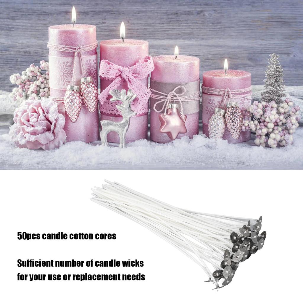 50pcs Candle Wick Pre Waxed 20cm Low Smoke Metal Sustainer Tab for DIY Candle Making