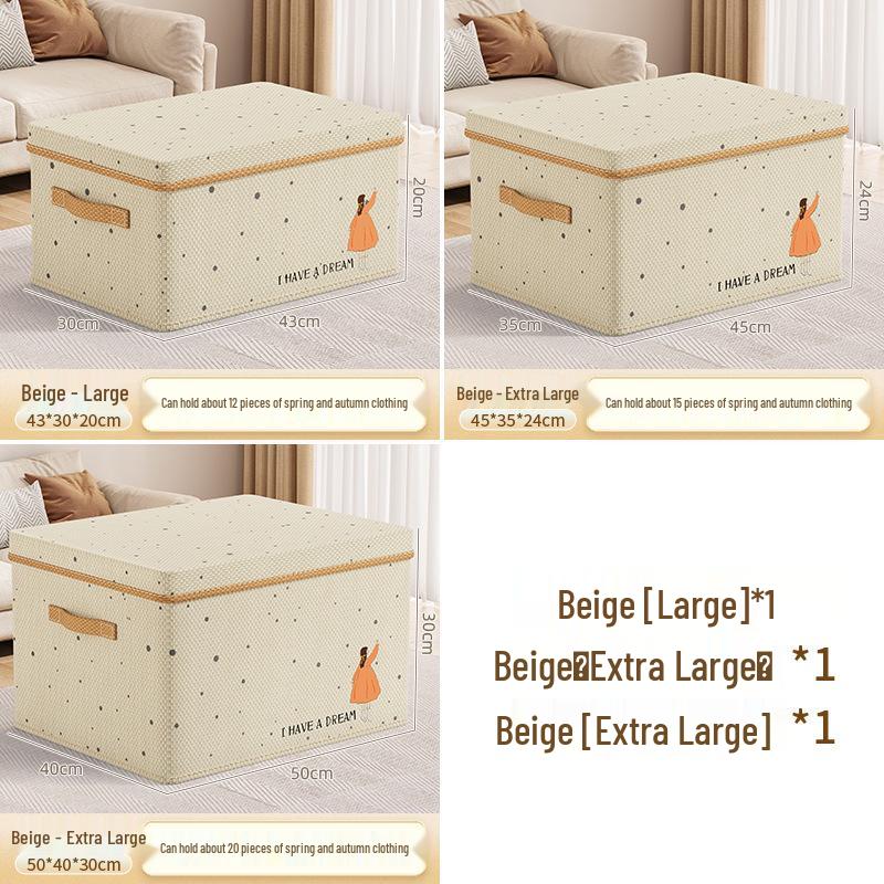 

Ящик для хранения одежды из ткани: Органайзер для гардероба, общежития, одеял и мелочей Large [43*30*20] with Lid
