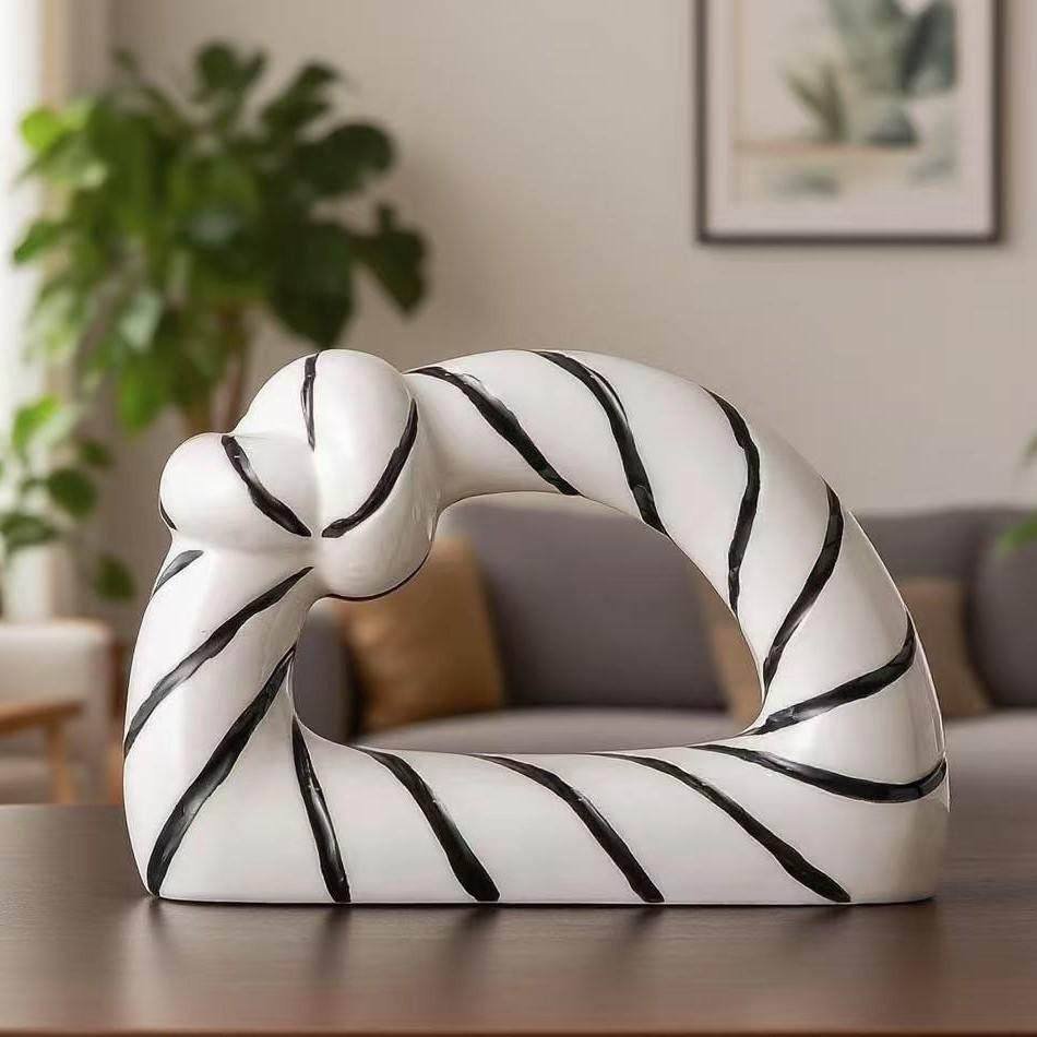 Modern Abstract Striped Ceramic Vase Home Decor for Living Room Wine Cabinet Art Ornament