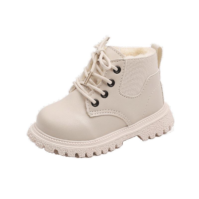 2025 Autumn and Winter New Children's Cotton Shoes Soft Sole Non-slip Medium and Small Children Gaobang British Style Boots Girls Martin Boots