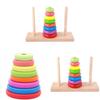 Wooden Toy Tower Of Hanoi Puzzle With Rainbow Rings For Kids Educational Play