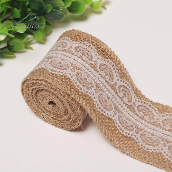 Ręcznie robiona retro przezroczysta tekstura juta koronkowa rolka naturalna biała koronkowa jutowa rolka płótna artykuły domowe