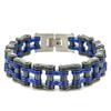 Titanium Steel Cycling Bracelet Men Geometric Biker Chain Style Black With Gold Blue Red Accents Durable Adjustable Wristband