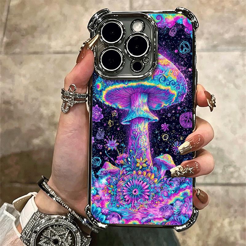 Weird Psychedelic Mushroom Soft Phone Case For iPhone 15 16 17 Air 14 Pro Max 16E Plus 13 12 Mini Plating Anti-Fall Fundas