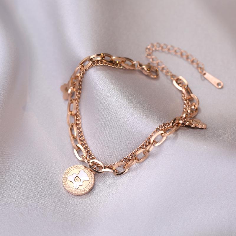 Women's Titanium Steel Bear Bracelet - Fade-Resistant, Hip-Hop Korean Style, Simple Design, Perfect for Students & Best Friends.