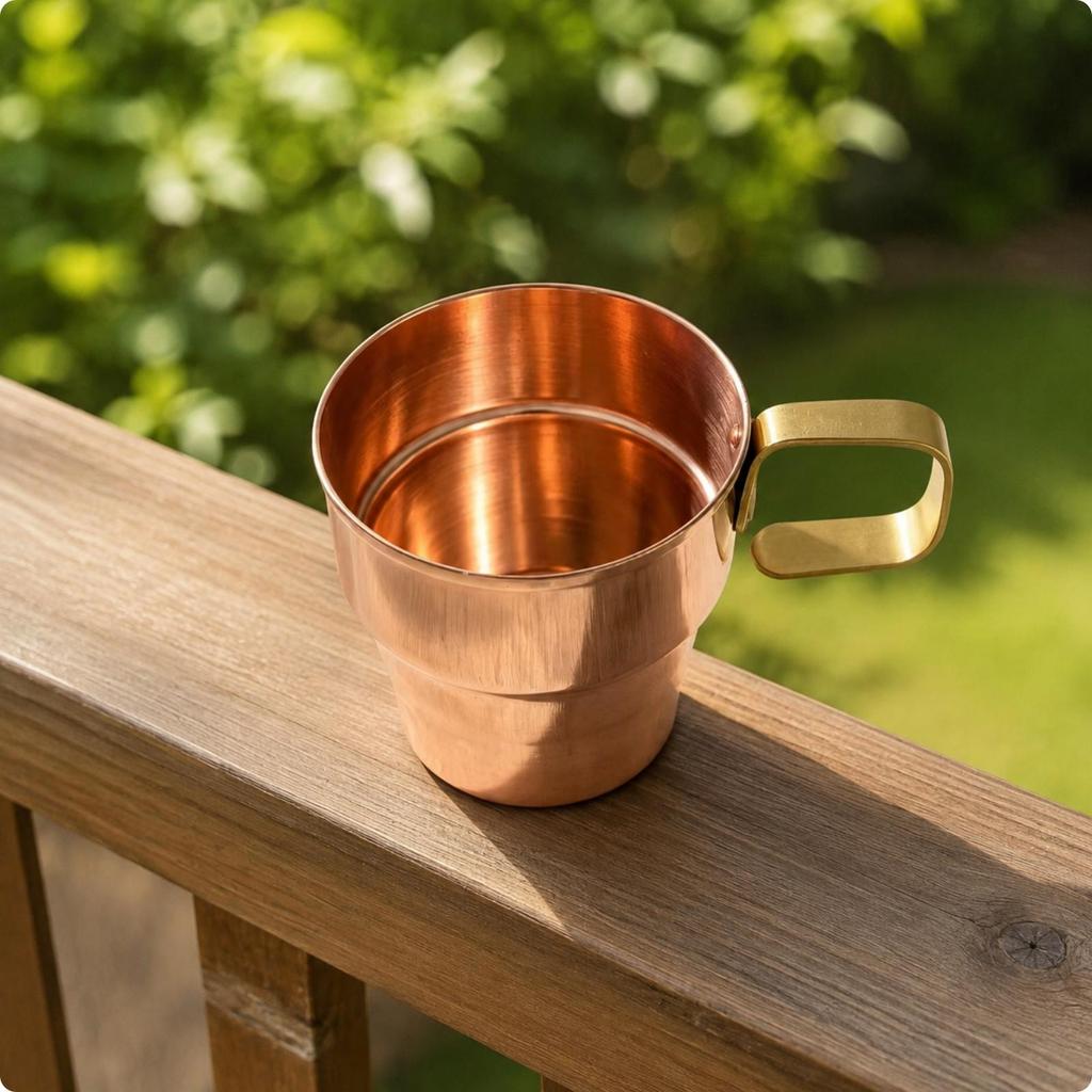 Copper Cup with Side Handle Shatter-Resistant Drinkware Long-Lasting for Camping