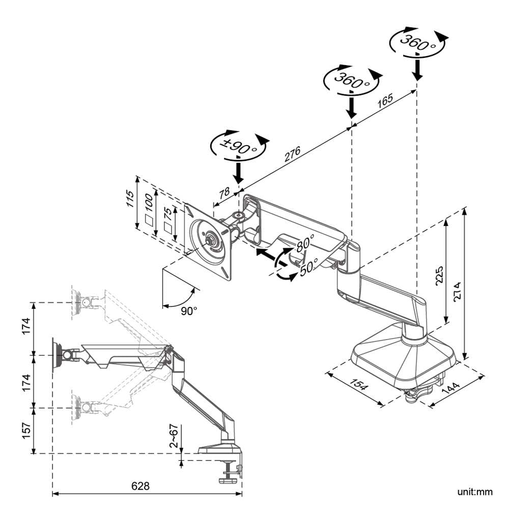 MODERNSOLID Gaming Monitor Arm, Black, GA1100-BK