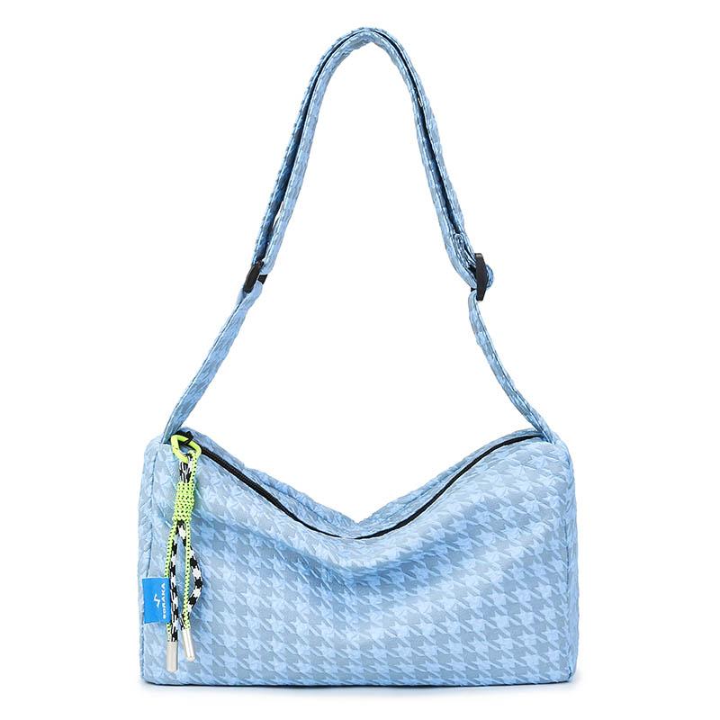 Checkered single shoulder bag, large capacity travel cross-body bag, light and casual underarm bag
