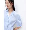 PEACEBIRD Women's French Style Lapel Puff Sleeve Shirt Dress
